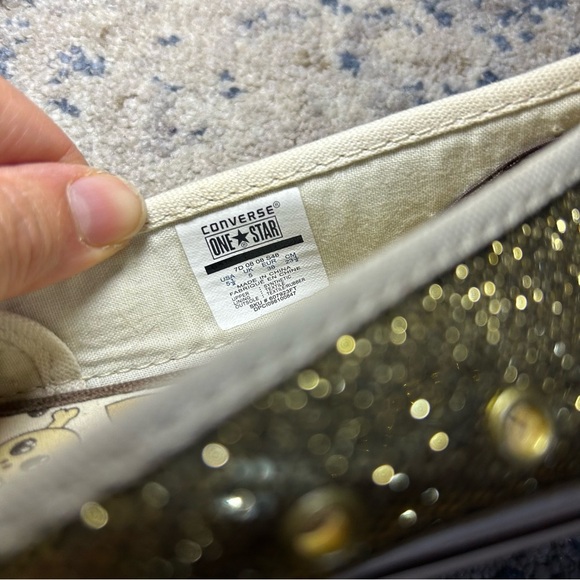 Converse One Star Mary Jane Gold Glitter Round Toe Slip-On Flats Size 5.5 - Picture 9 of 10